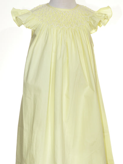 Yellow Pearl Geometric Smocked Angle Wing Sleeve Dress