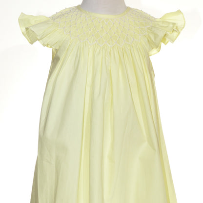 Yellow Pearl Geometric Smocked Angle Wing Sleeve Dress