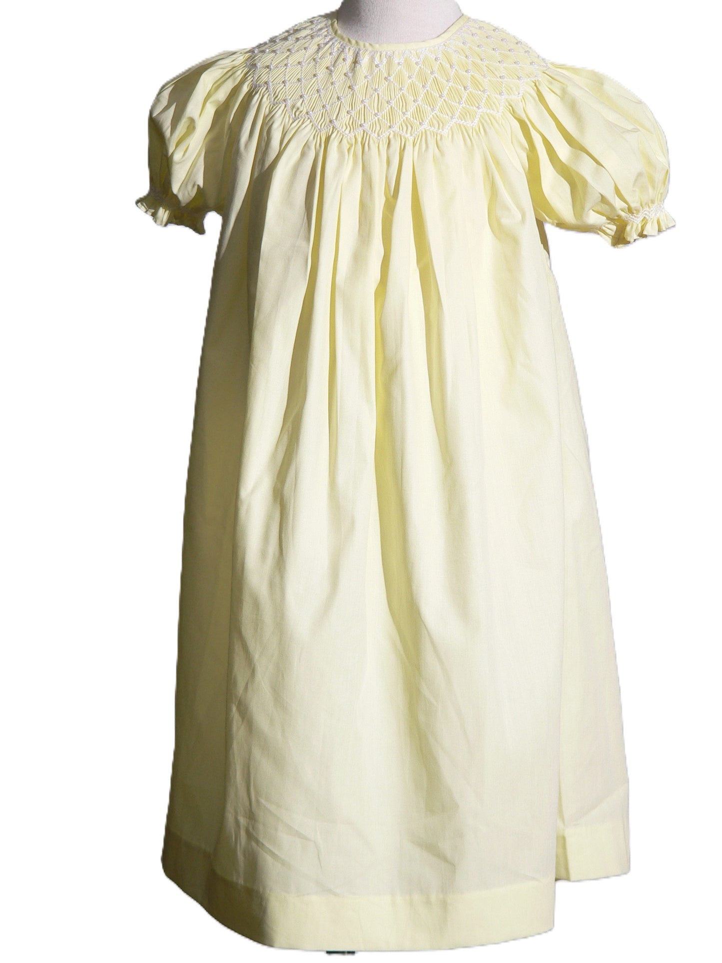 Yellow Pearl Geometric Smocked Short Sleeve Dress