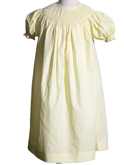 Yellow Pearl Geometric Smocked Short Sleeve Dress