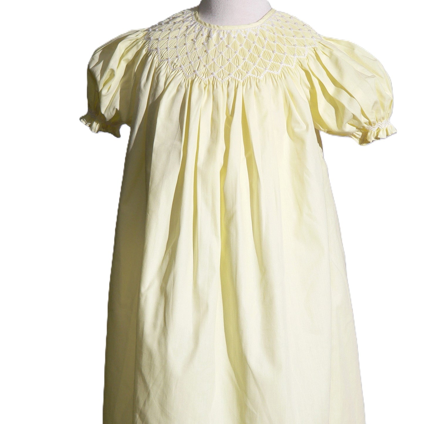 Yellow Pearl Geometric Smocked Short Sleeve Dress