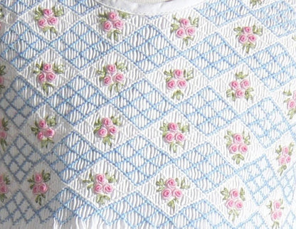 White Geometric Smocked with Roses Sleeveless Dress