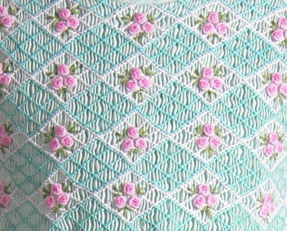 Mint Geometric Smocked with Roses Sleeveless Dress