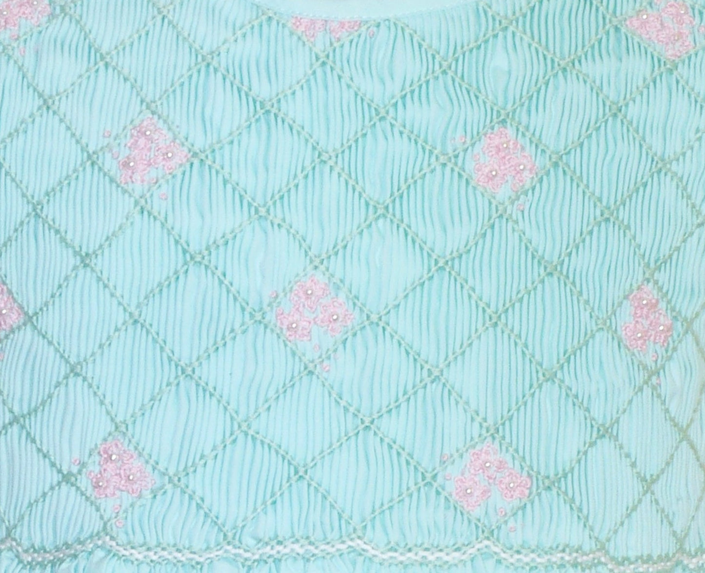 Mint Geometric Smocked with Flowers Sleeveless Dress