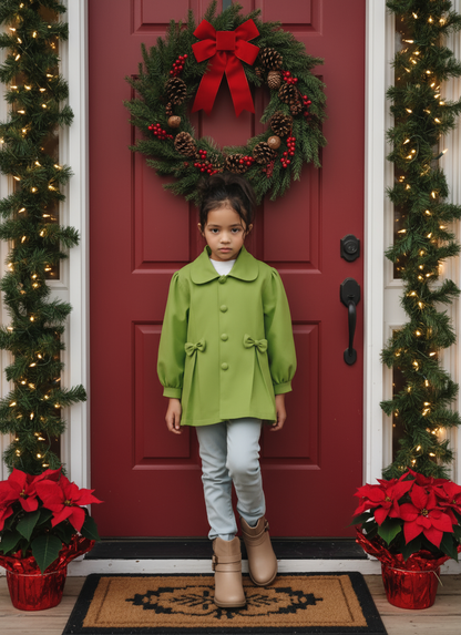 Green Corduroy Coat with Big Buttons