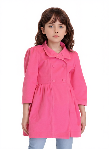 Hot Pink Corduroy Coat with Big Buttons