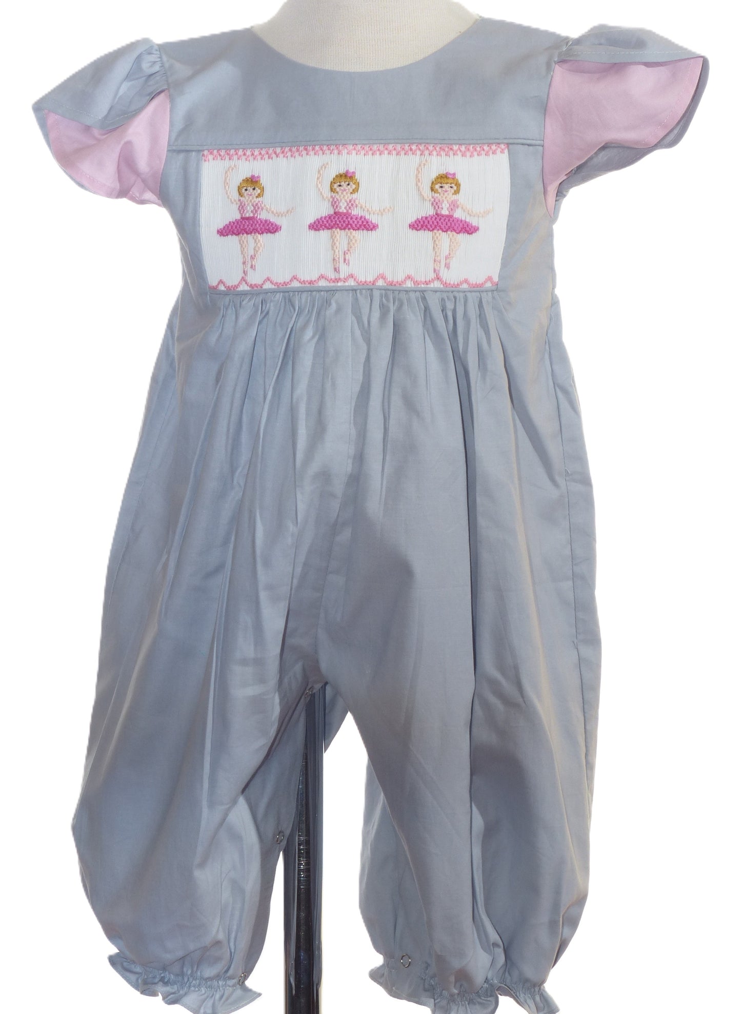 Grey Cap Sleeve Romper Featuring BALLERINAS Embroidered