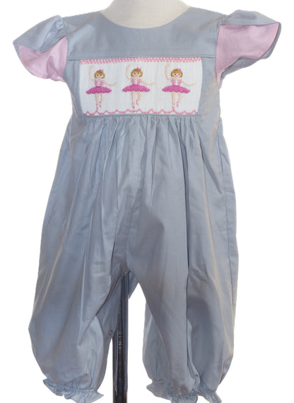 Grey Cap Sleeve Romper Featuring BALLERINAS Embroidered
