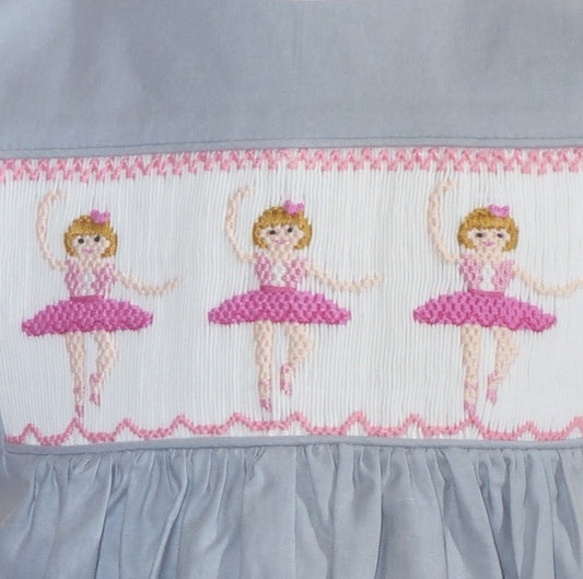 Grey Cap Sleeve Romper Featuring BALLERINAS Embroidered