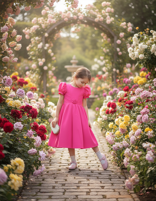 Hot Pink Corduroy Girl Short Sleeve Dress