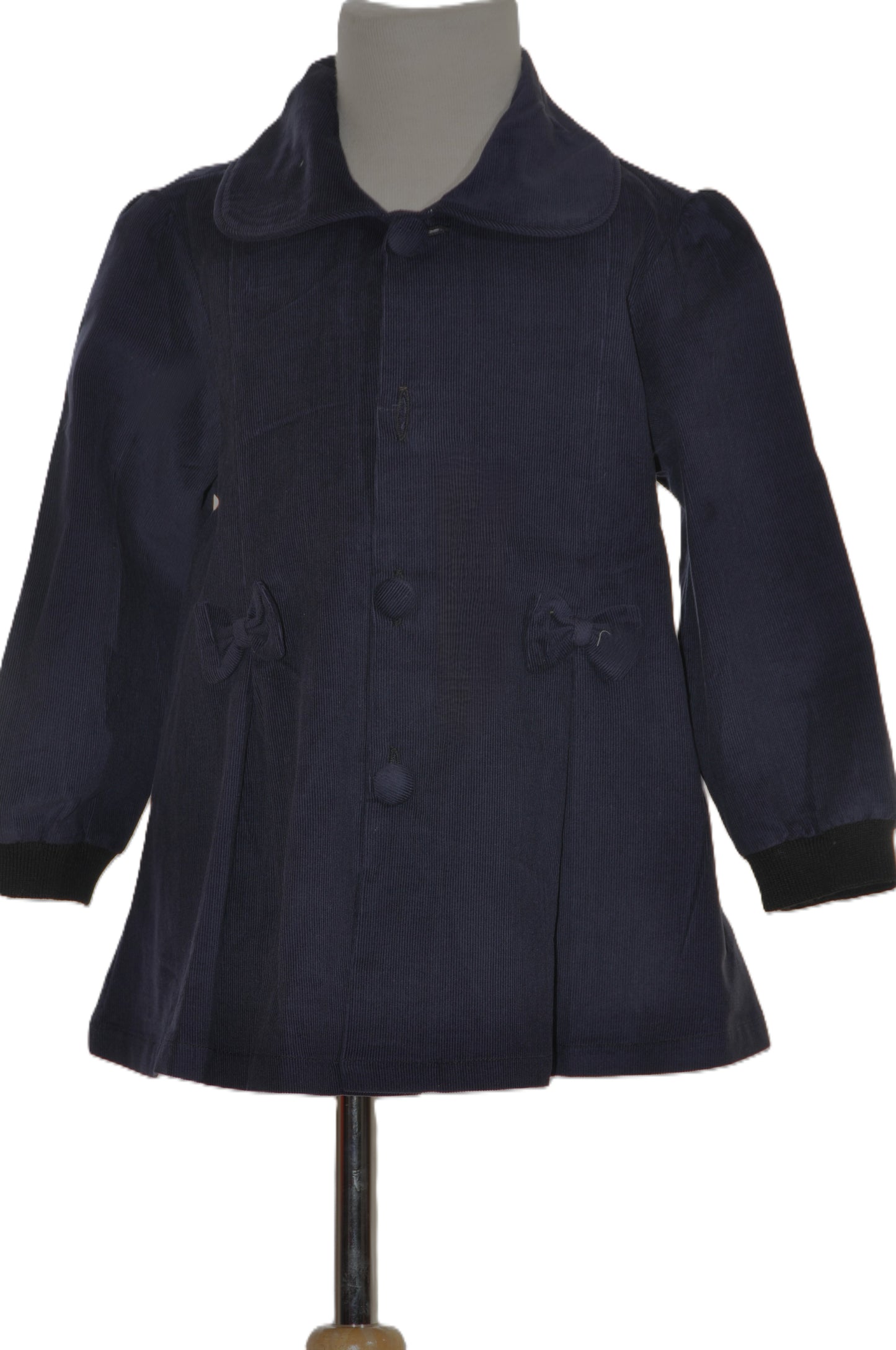 Navy Corduroy Single Breasted Jacket with Bows