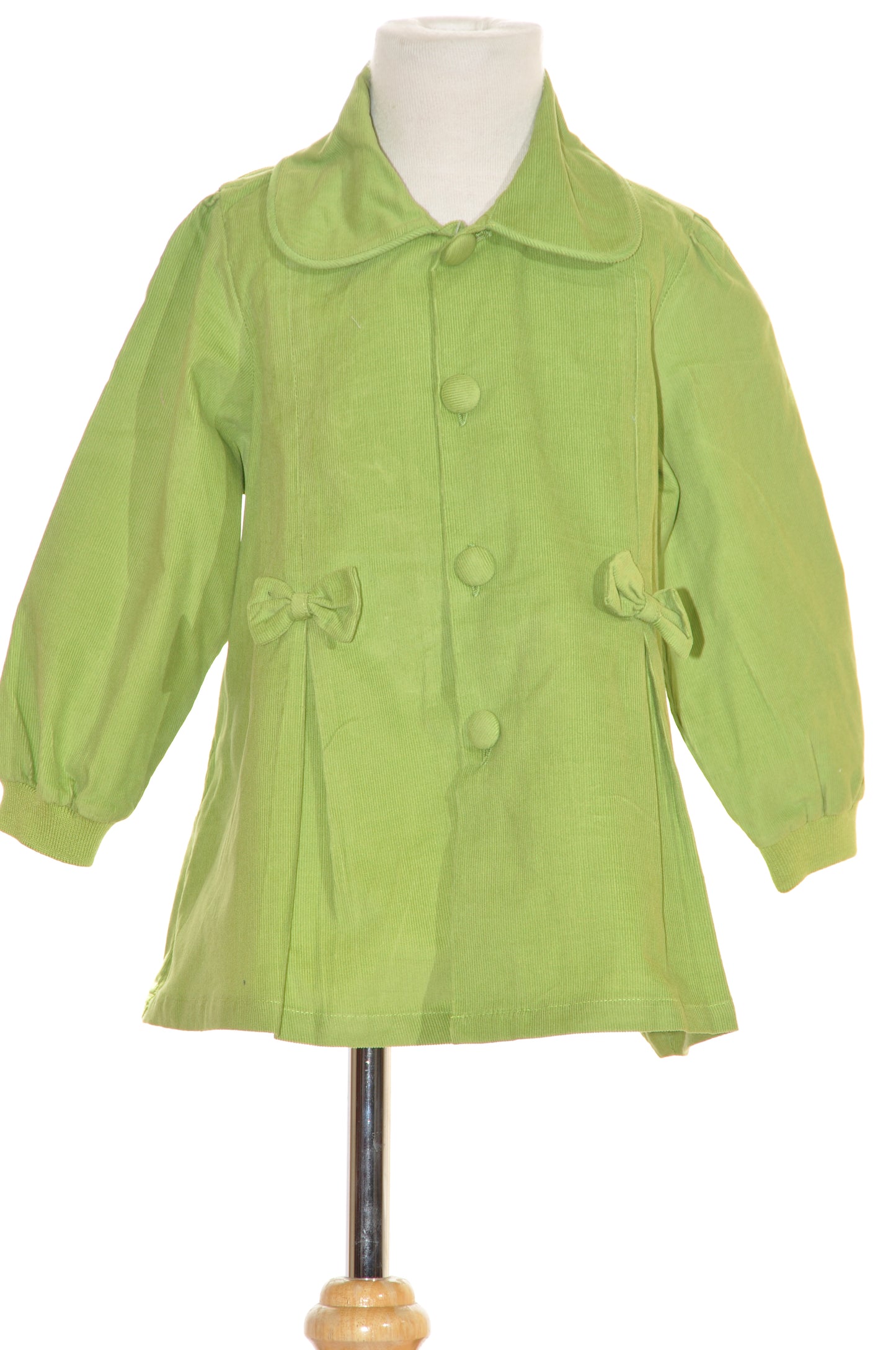 Green Corduroy Coat with Big Buttons