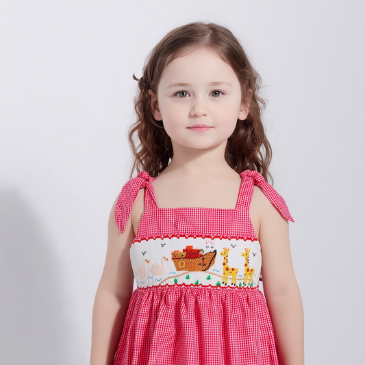 Red NOAH Smocked Bowtie Shoulder Dress