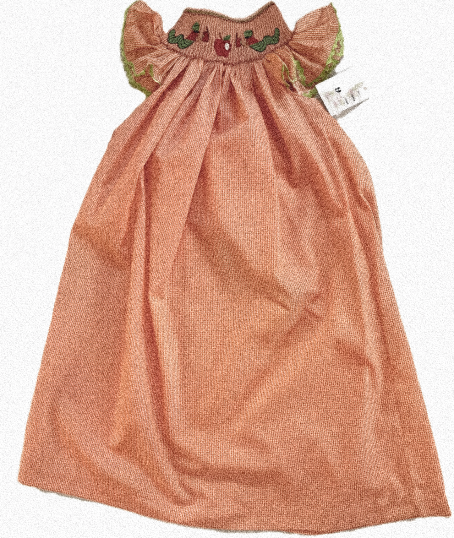 Orange BOOKWORM Smocked Short Bishop Sleeve Dress