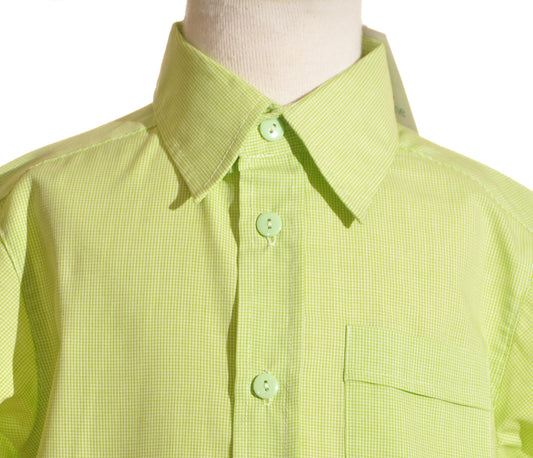 Boys' Green Gingham Short Sleeve Button Down Shirt