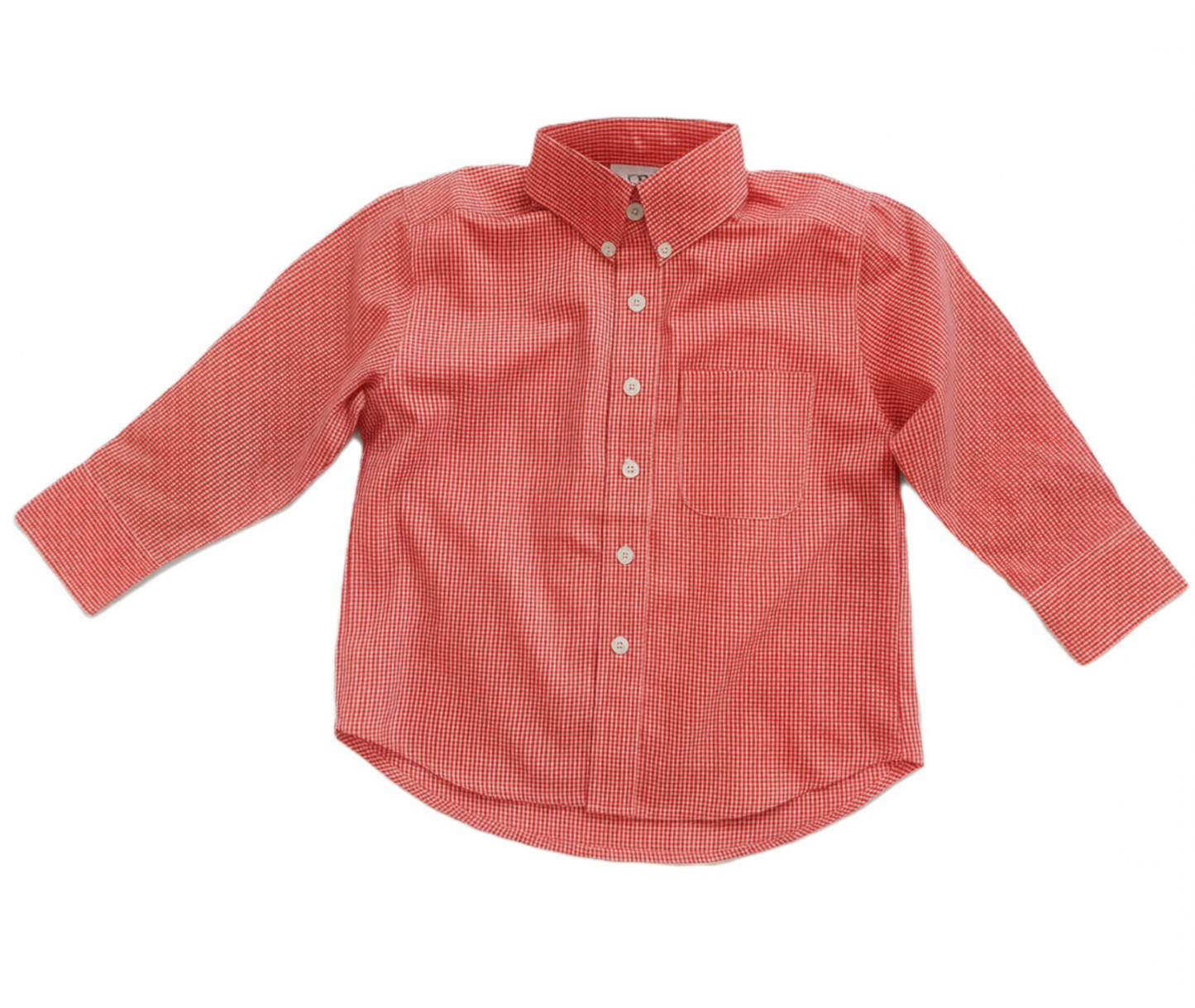 Boys' Red Gingham Long Sleeve Button Down Shirt