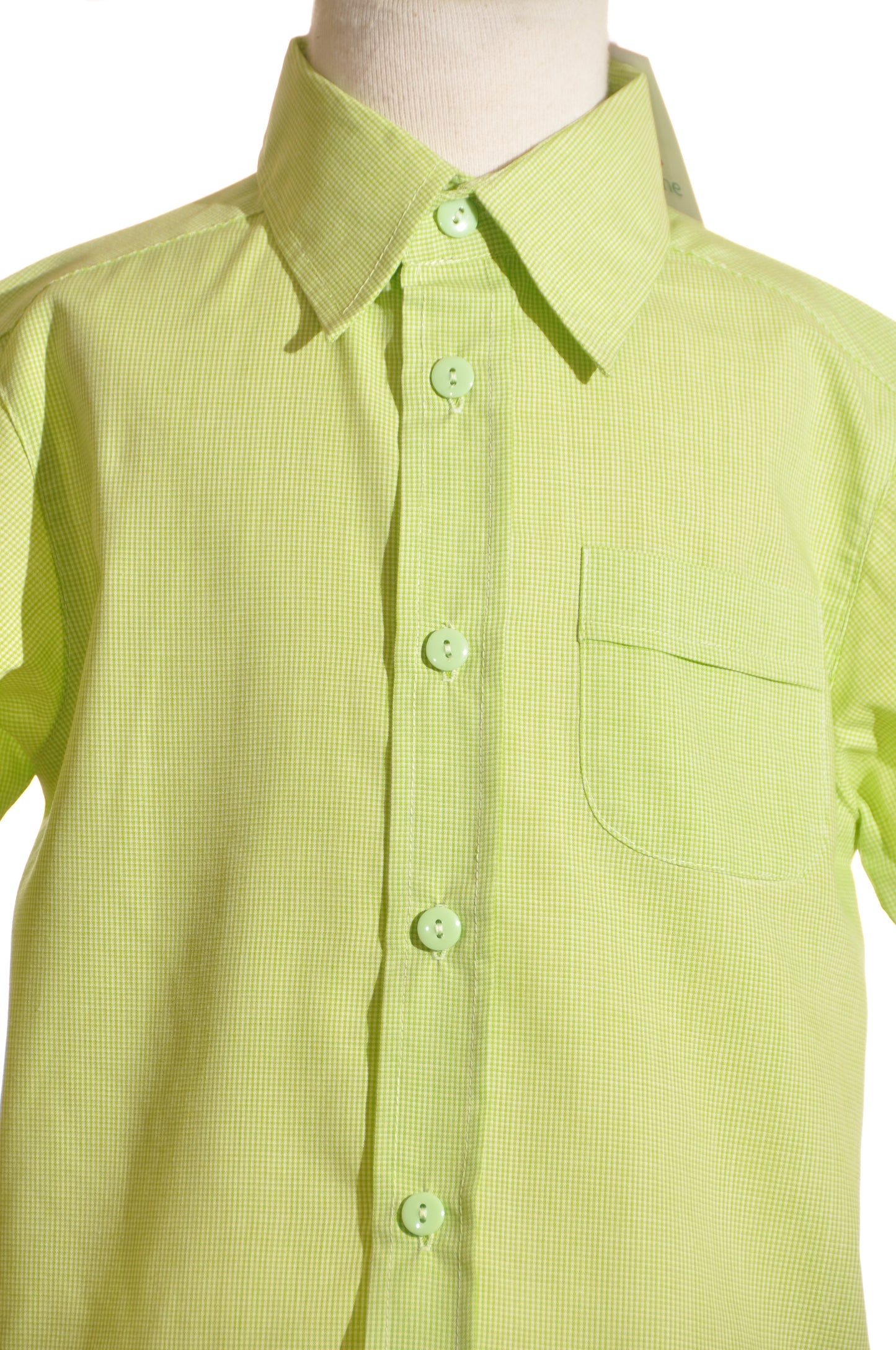 Boys' Green Gingham Short Sleeve Button Down Shirt