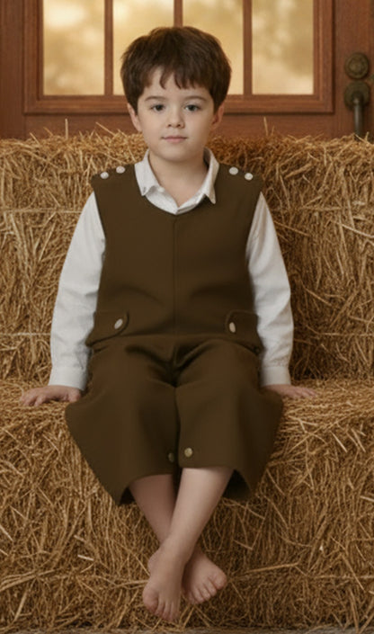 Brown Corduroy Boy Short Overall Monogramable