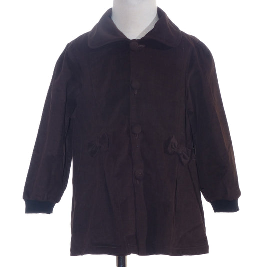 Chocolate Brown Single Breasted Corduroy Jacketwith Bows