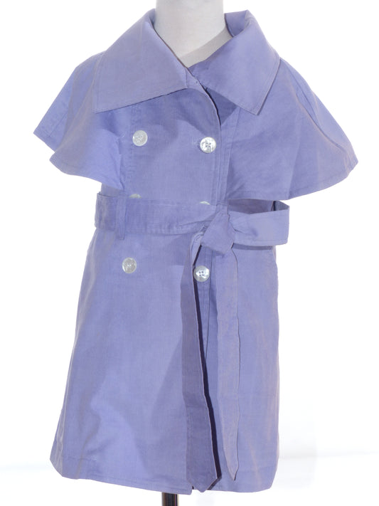 Blue Corduroy Double Breasted Trench Coat