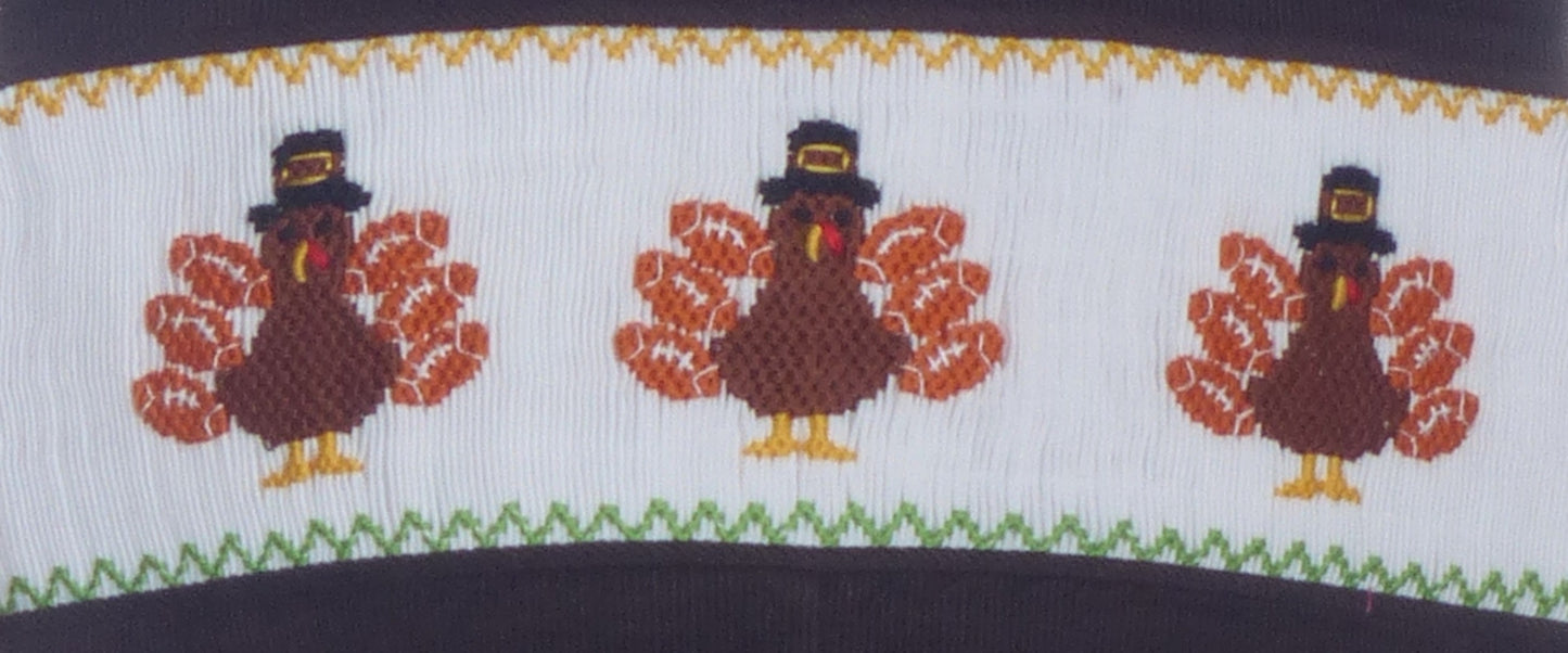 Brown Corduroy Turkey Smocked Boy Longall