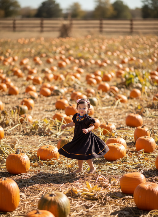 Chocolate Brown Corduroy Pumpkin Smocked Bishop Dress