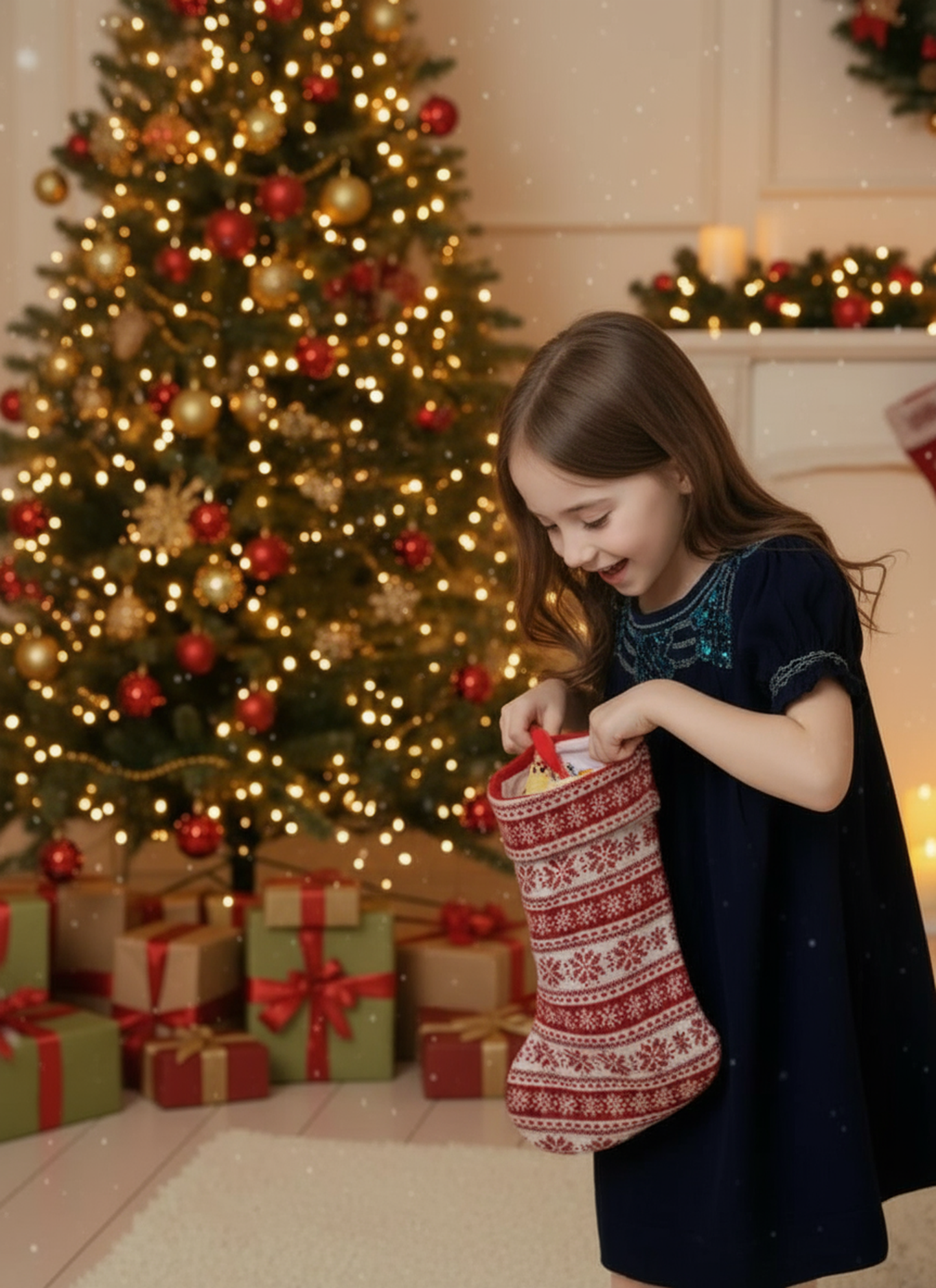 Navy Corduroy Geometric Smocked with Flowers Short Sleeve Bishop Dress