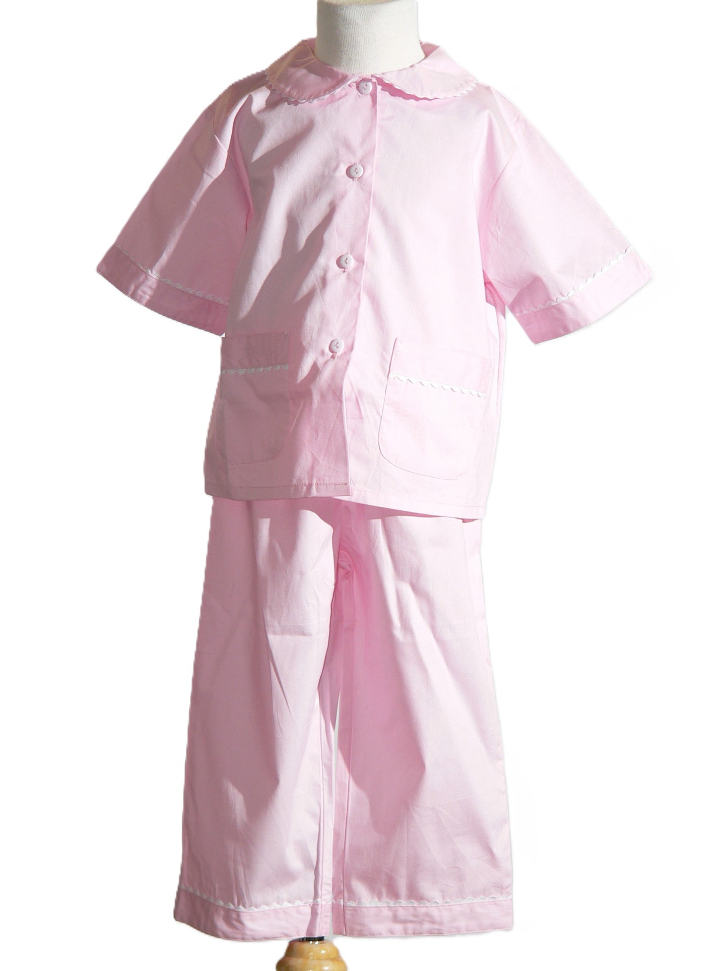 Pink Classic Pajamas With Buttons & Two Side Pockets