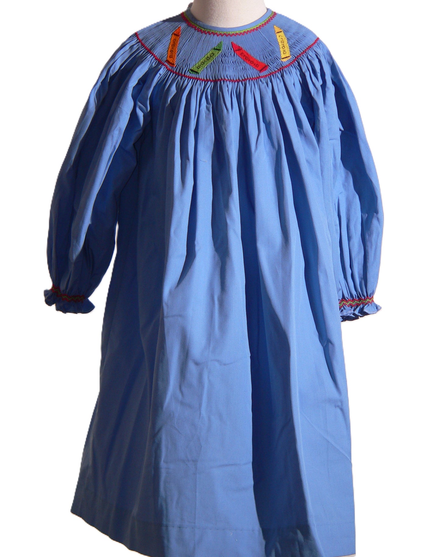 Blue CRAYON Long Bishop Sleeve Dress