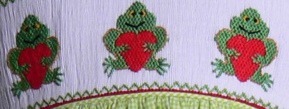 Green Frog with Heart Smocked Sleeveless Dress