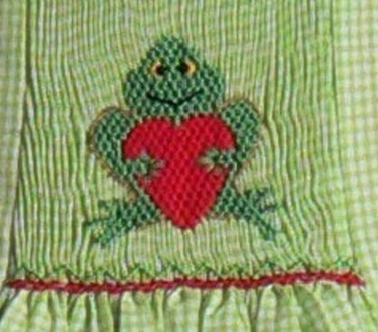 Green Frog With Heart Smocked Sleeveless Top and Pant Set