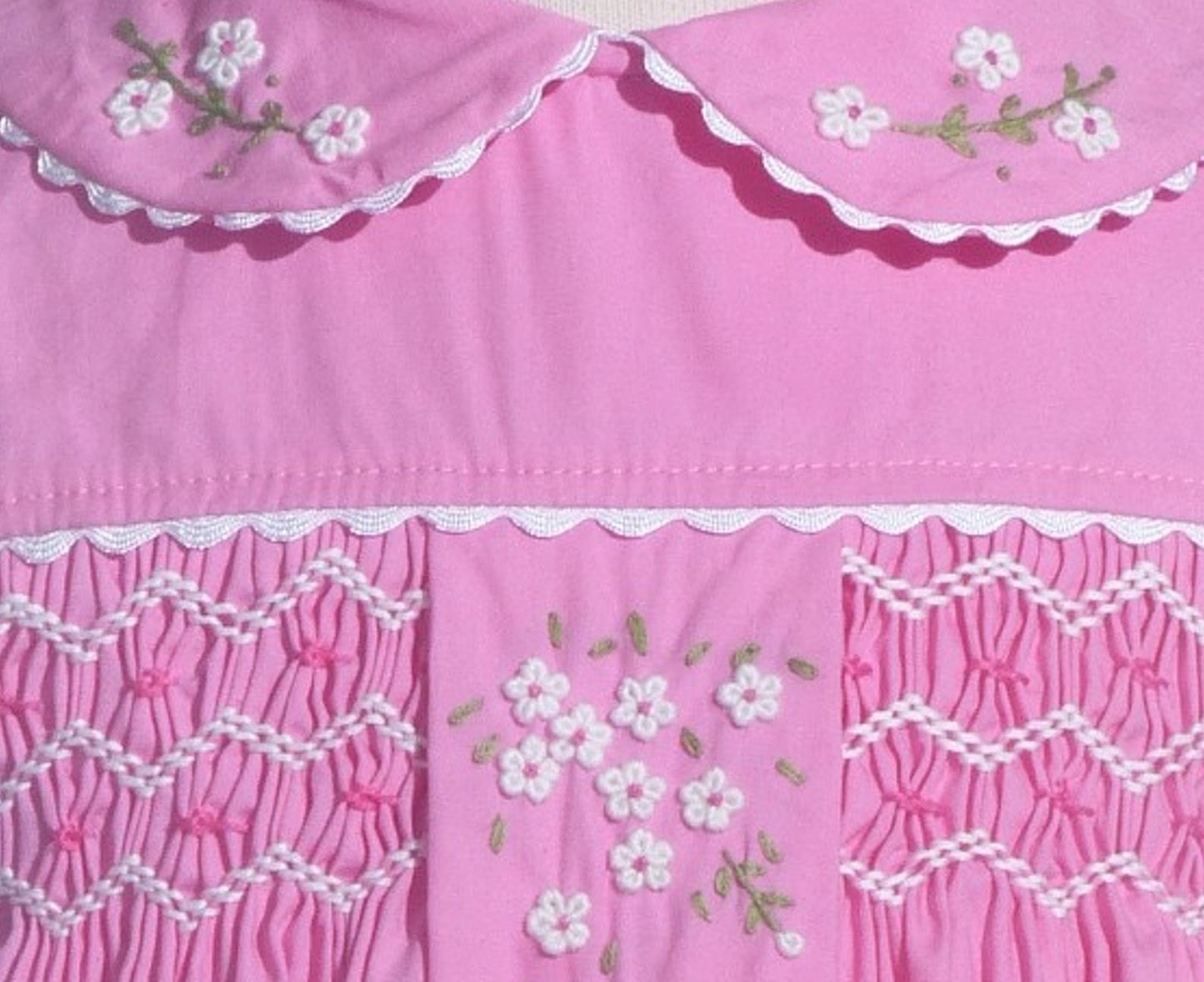 Pink Flora Smocked With Peter Pan Collar Sleeveless Dress