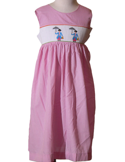 Pink Gingham MARY POPPINS Smocked Sleeveless Dress