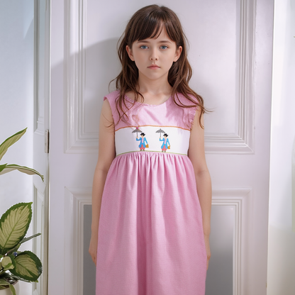 Pink Gingham MARY POPPINS Smocked Sleeveless Dress