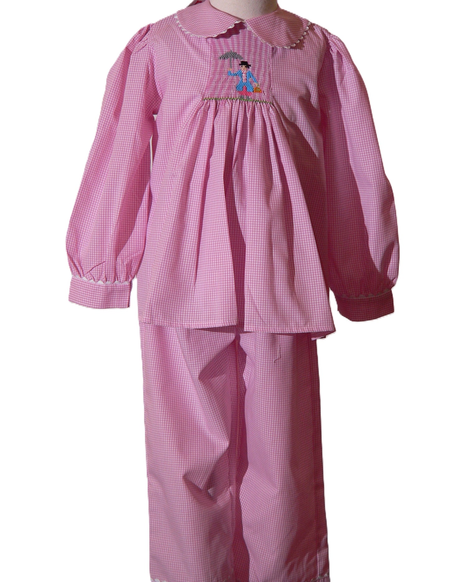 Pink Gingham MARY POPPINS Smocked Long Sleeve Pant Set