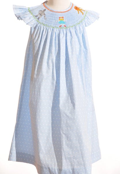 Light Blue Polka Dot Angel Wing Dress featuring WIZARD OF OZ HAND-SMOCKED