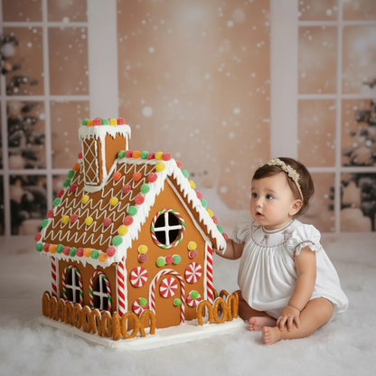 White CANDY CANE Smocked Short Bishop Sleeve Bubble
