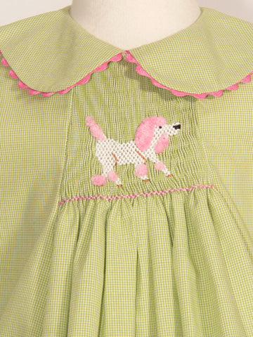 Green Gingham Poople Smocked Short Sleeve Pant Set