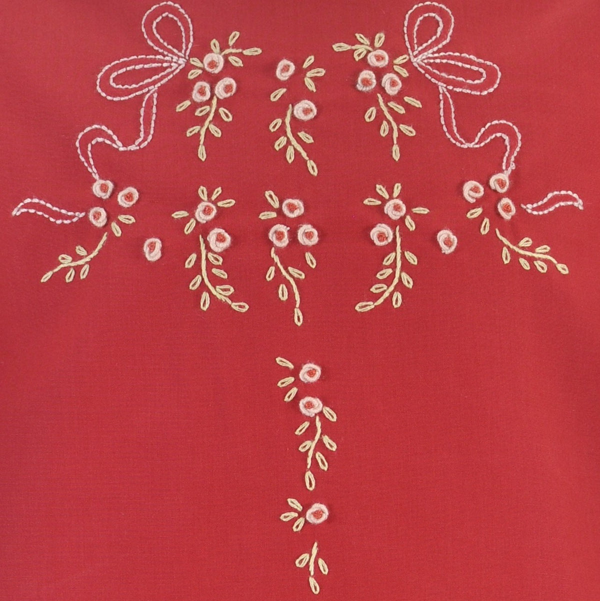 Vintage Christmas Hand Embroidered Flowers Dress