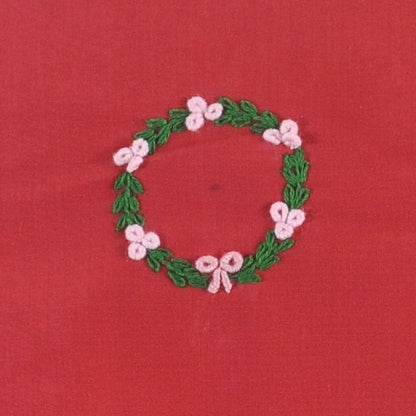 Red Christmas Wreath Hand Embroidered Dress
