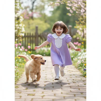 Lavender Pleated Dress with Peter Pan Collar