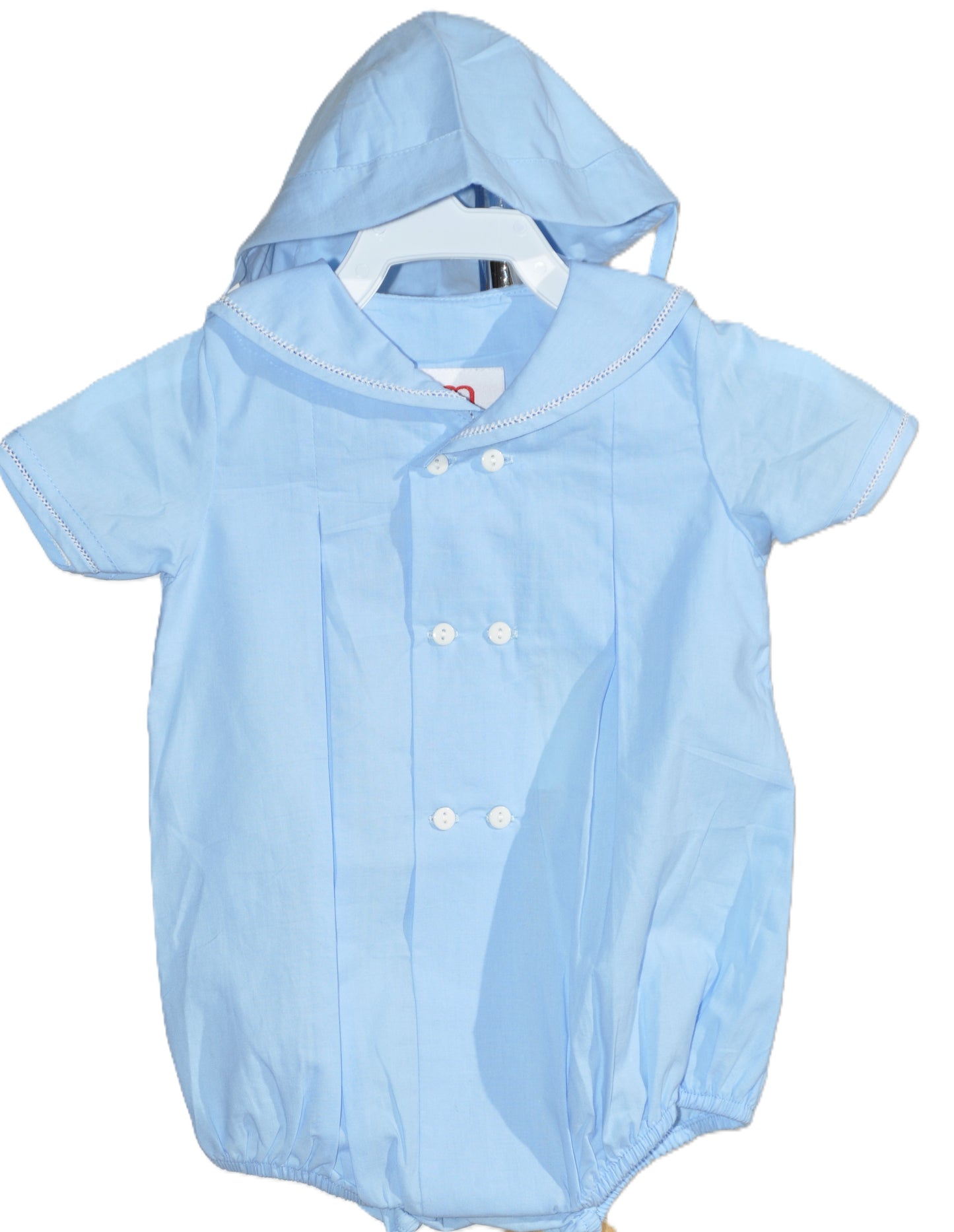 Blue Boys' Sailor Bubble with Buttons and Bonnet