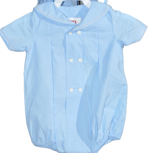 Blue Boys' Sailor Bubble with Buttons and Bonnet