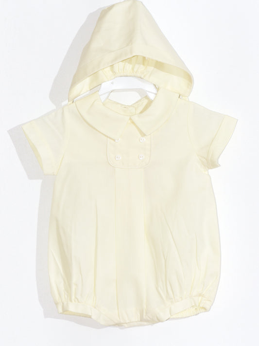 Light Yellow Boy Button Tab Bubble and Bonnet