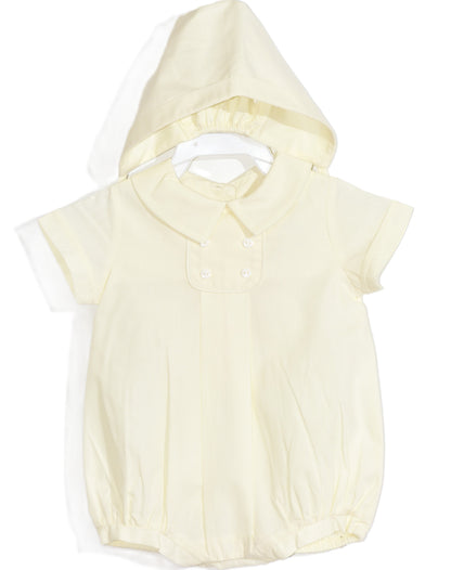 Light Yellow Boy Button Tab Bubble and Bonnet