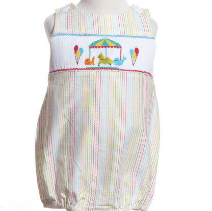 Multi Color Checked Boy Jon Jon featuring CARNIVAL Smocked