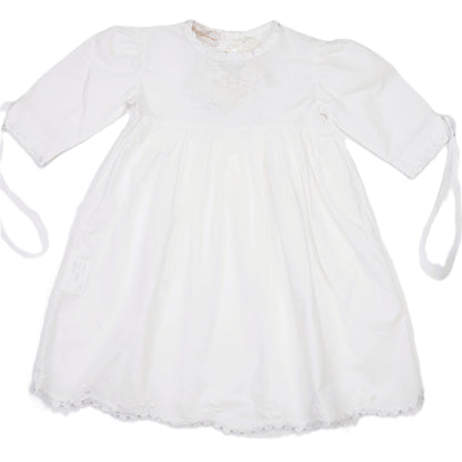 White Floral  Shadow-Embroidered Long Sleeve Dress