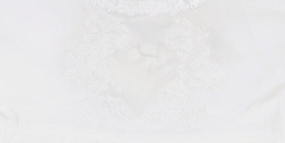 White Floral  Shadow-Embroidered Long Sleeve Dress
