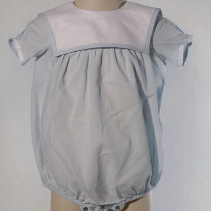 Blue Baby Boy Squared Collar Monogramable Bubble